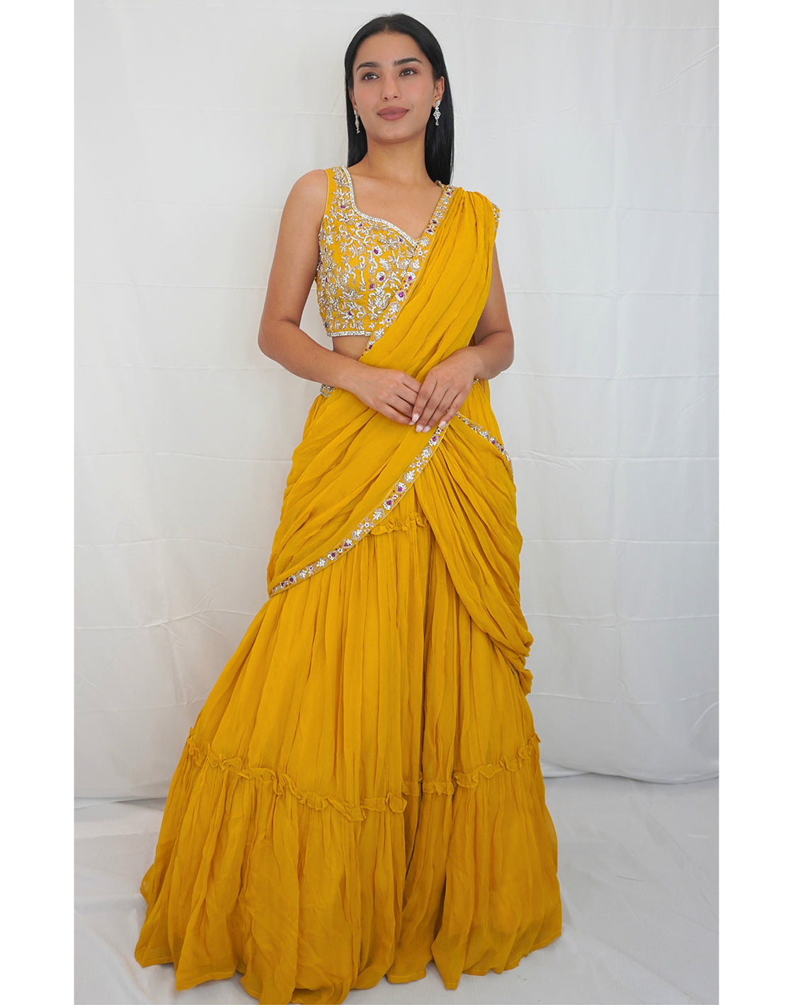 Indo Western Lehenga Yellow